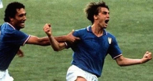 Marco Tardelli and his unstoppable celebration after his goal making it 2-0 against Germany in the 1982 World Cup final in Spain, won by Italy,
