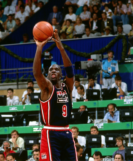 Michela AIR Jordan while is scoring a point ina Barcellona 92 Olympic games macth