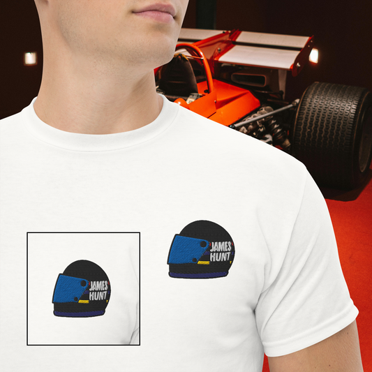 Embroidered James Hunt Cotton Tshirt. Vintage Graphic Tee, Free Shipping, sizes S–3XL. Shop now!