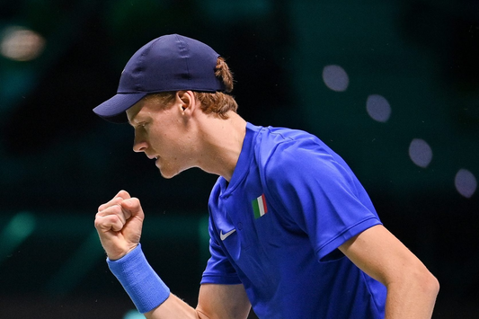 Jannik Sinner while is exsulting during Davis Cup