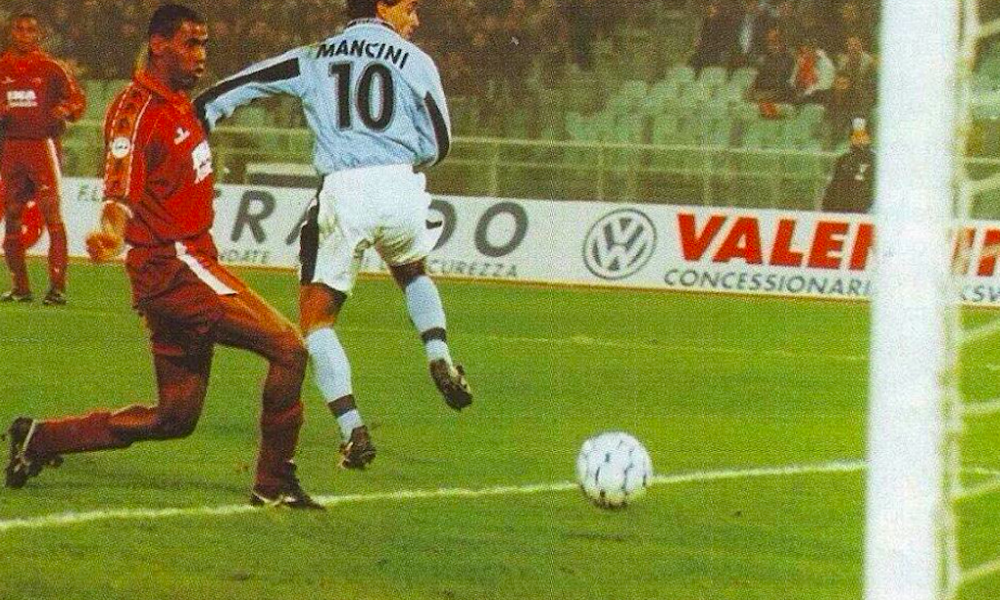 Roberto Mancini SS Lazio Captain in a Serie A a match against As Roma 