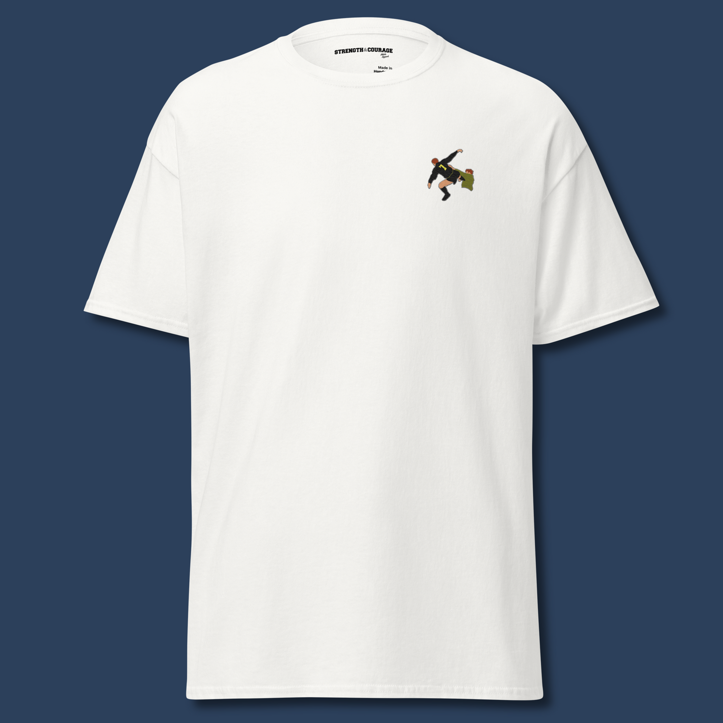 Eric Cantona Manchester United Iconic Moment | Embroidered T-Shirt, perfect also as a gift for him.