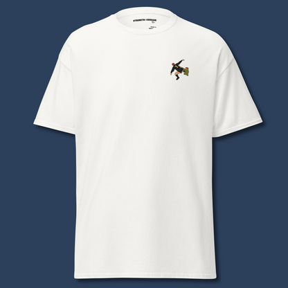 Eric Cantona Manchester United Iconic Moment | Embroidered T-Shirt, perfect also as a gift for him.