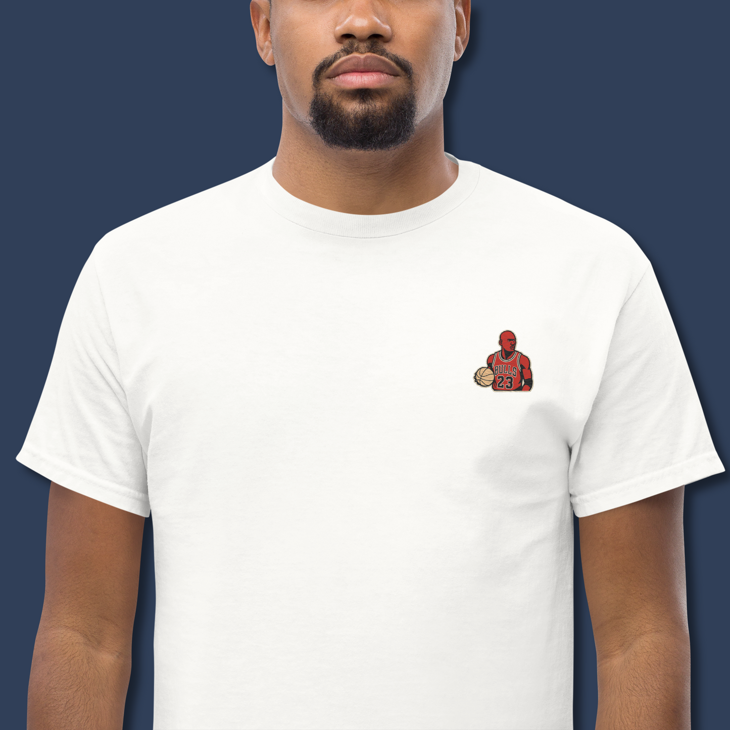 Honor the basketball legend with the Michael Jordan embroidered T-shirt from Strength & Courage. Premium quality, iconic design for true fans.