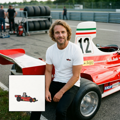 Niki Lauda Ferrari 312T 1975 Formula 1  | Embroidered T-Shirt, perfect also as a gift for him.
