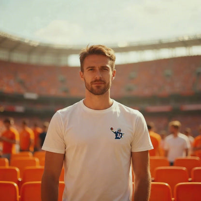 Embroidered cotton T-shirt featuring Tom Brady, the legendary New England Patriots quarterback, captured mid-throw in an iconic NFL moment. This vintage-inspired T-shirt design celebrates his unmatched Super Bowl legacy and leadership on the field. Made from premium cotton, it’s a stylish graphic tee for true football fans. A perfect Tshirt gift for him with free shipping included. Honor Tom Brady’s greatness and Nike-inspired athletic spirit with this exclusive design.