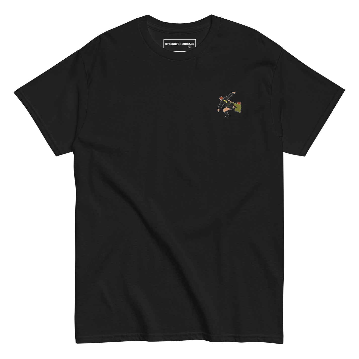 Eric Cantona Manchester United Iconic Moment | Embroidered T-Shirt, perfect also as a gift for him.