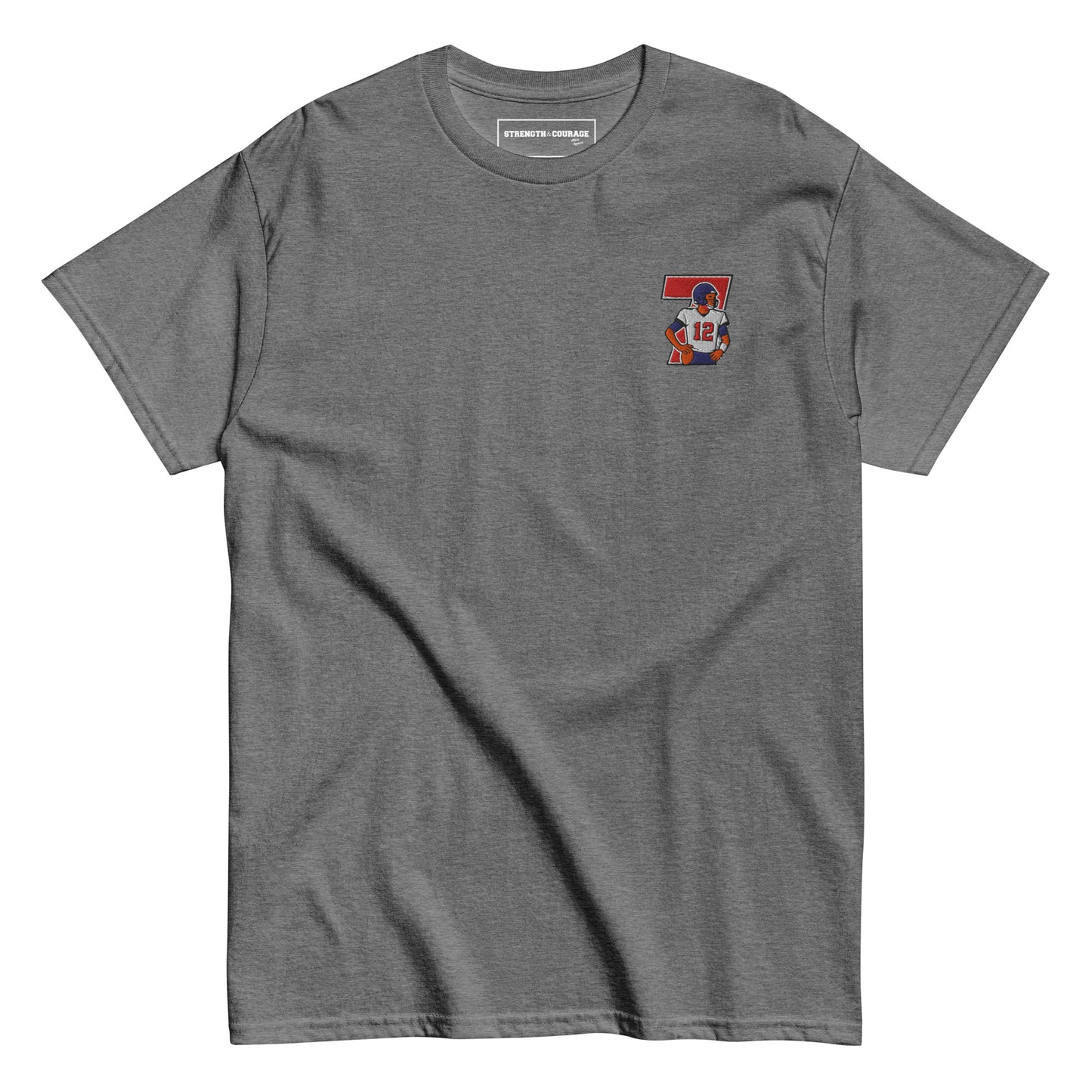 Embroidered cotton T-shirt featuring Tom Brady captured mid-throw in an iconic NFL moment. This vintage-inspired T-shirt design celebrates his unmatched Super Bowl legacy and leadership on the field. Made from premium cotton, it’s a stylish graphic tee for true football fans. A perfect Tshirt gift for him with free shipping included. Honor Tom Brady’s greatness and Nike-inspired athletic spirit with this exclusive design.
