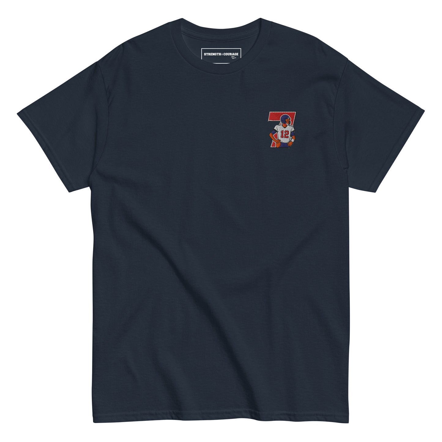Embroidered cotton T-shirt featuring Tom Brady captured mid-throw in an iconic NFL moment. This vintage-inspired T-shirt design celebrates his unmatched Super Bowl legacy and leadership on the field. Made from premium cotton, it’s a stylish graphic tee for true football fans. A perfect Tshirt gift for him with free shipping included. Honor Tom Brady’s greatness and Nike-inspired athletic spirit with this exclusive design.