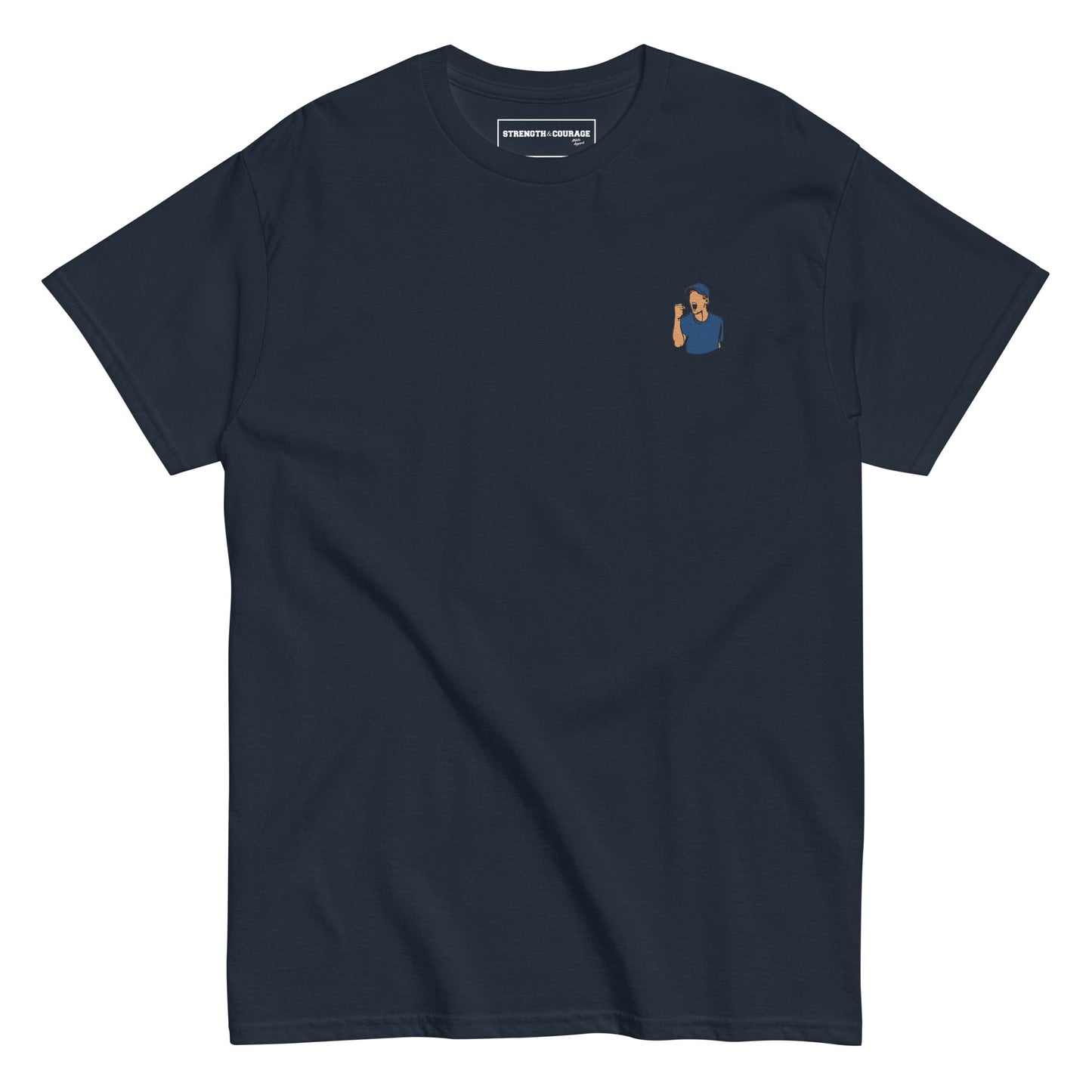 Jannik Sinner embroidered blue navy tennis t-shirt, premium cotton graphic tee.