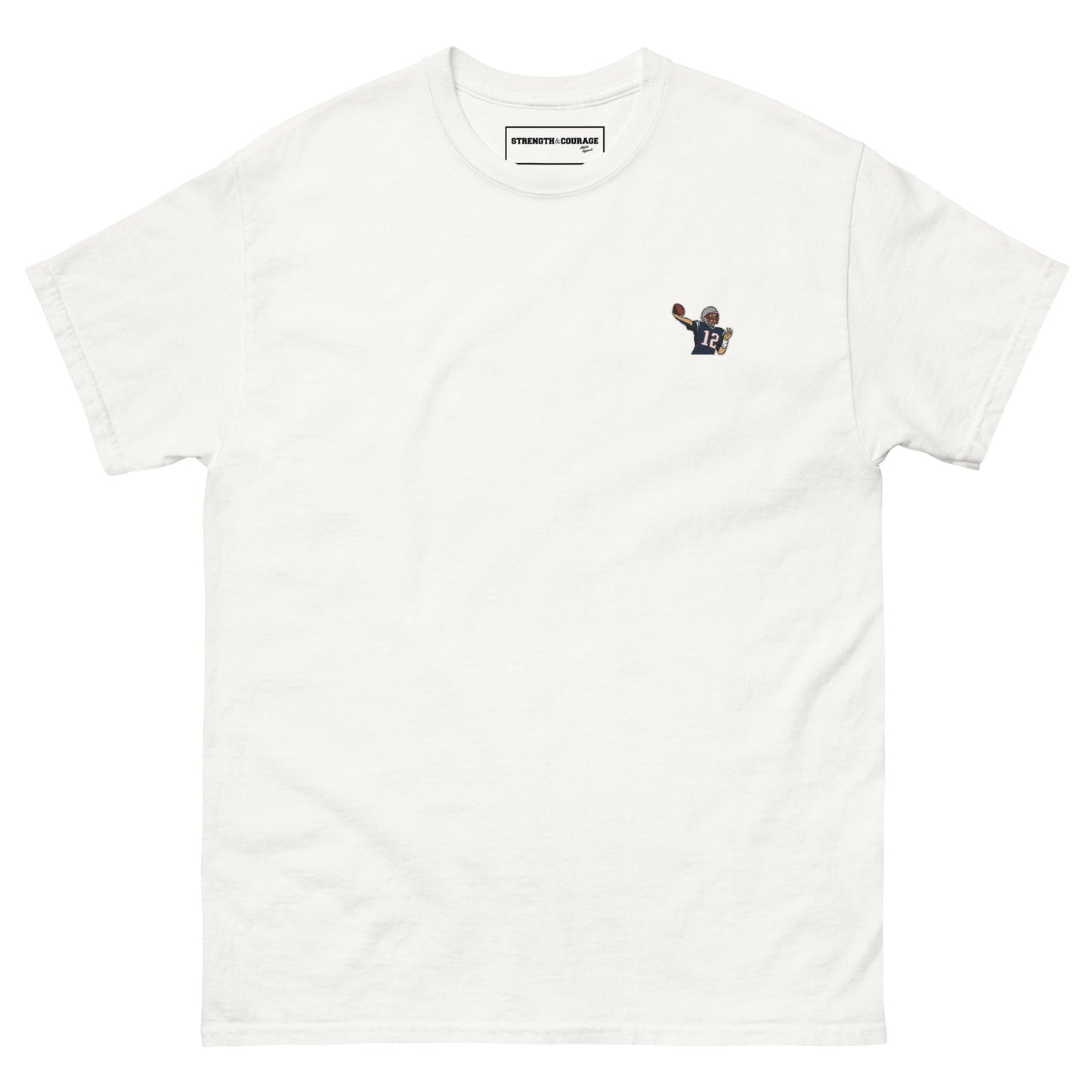 Embroidered cotton T-shirt featuring Tom Brady, the legendary New England Patriots quarterback, captured mid-throw in an iconic NFL moment. This vintage-inspired T-shirt design celebrates his unmatched Super Bowl legacy and leadership on the field. Made from premium cotton, it’s a stylish graphic tee for true football fans. A perfect Tshirt gift for him with free shipping included. Honor Tom Brady’s greatness and Nike-inspired athletic spirit with this exclusive design.