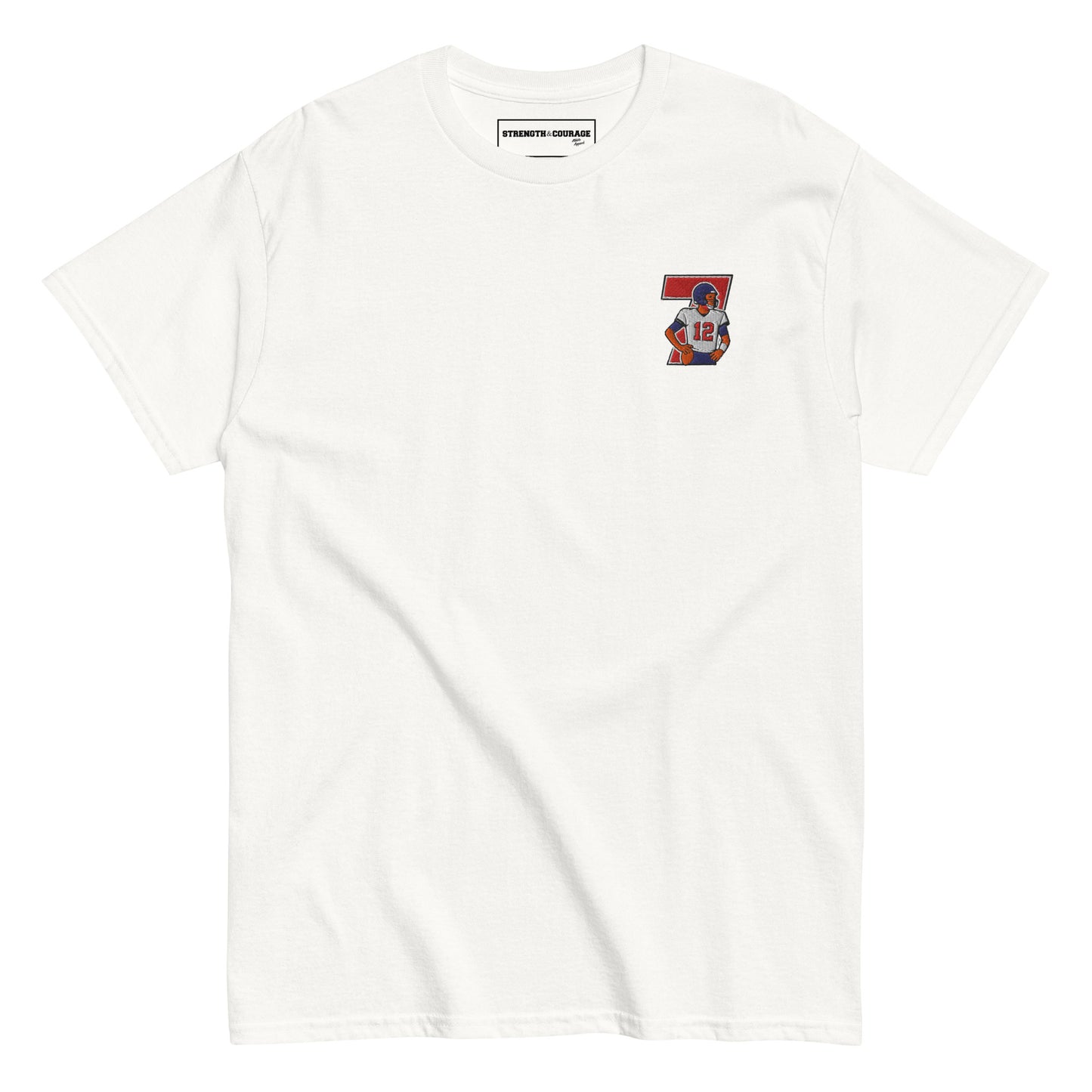 Embroidered cotton T-shirt featuring Tom Brady captured mid-throw in an iconic NFL moment. This vintage-inspired T-shirt design celebrates his unmatched Super Bowl legacy and leadership on the field. Made from premium cotton, it’s a stylish graphic tee for true football fans. A perfect Tshirt gift for him with free shipping included. Honor Tom Brady’s greatness and Nike-inspired athletic spirit with this exclusive design.