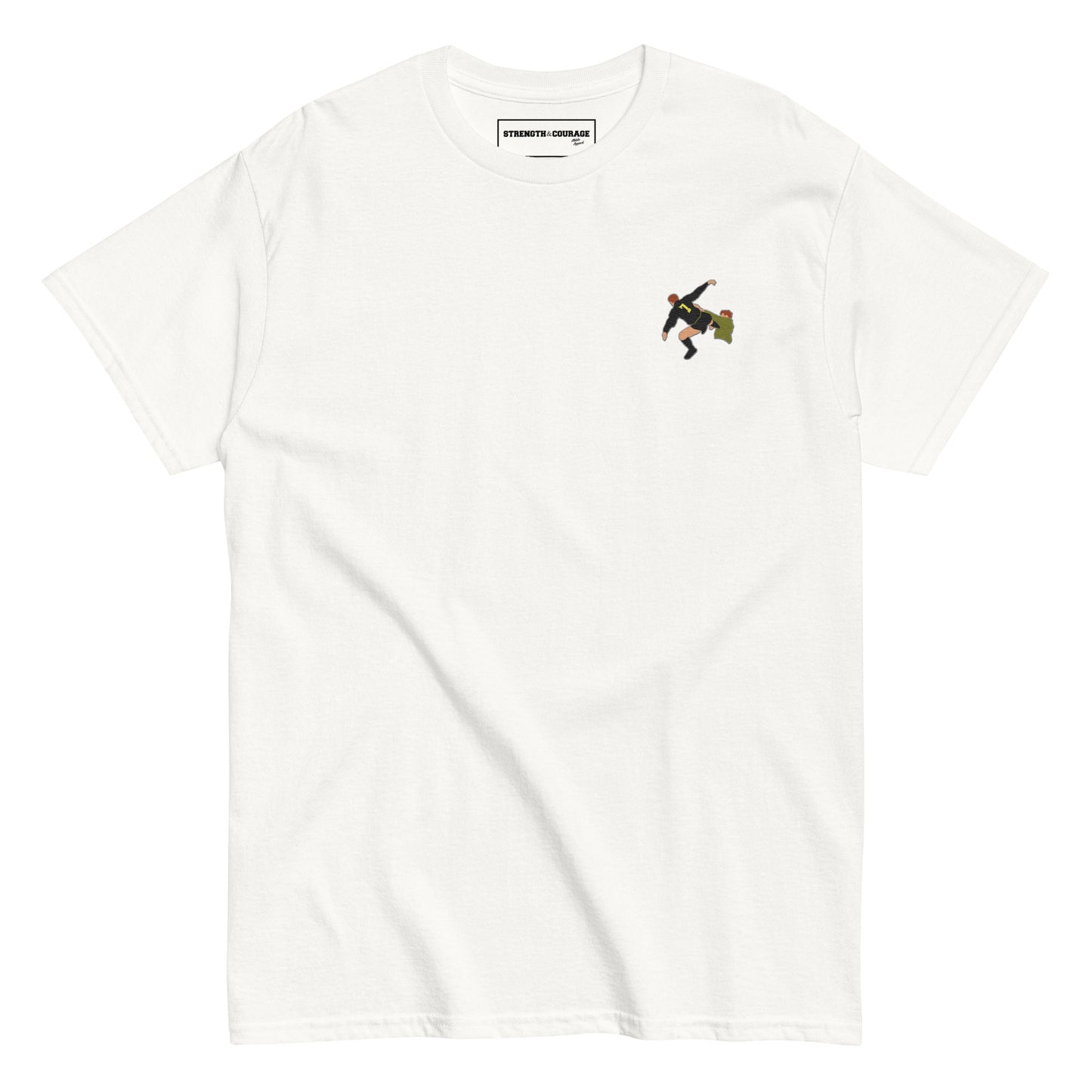 Eric Cantona Manchester United Iconic Moment | Embroidered T-Shirt, perfect also as a gift for him.