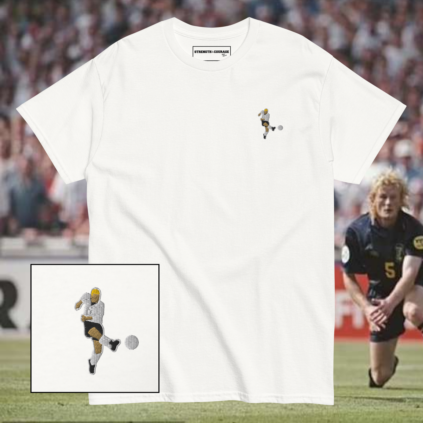 Gazza Euro '96 – Il gol contro la Scozia | T-shirt ricamata, perfetta anche come regalo.